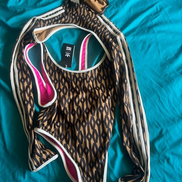 IVY PARK Brown and Pink One Piece Swimsuit and shrug